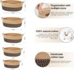5 Pieces Storage Basket Sets Cotton Rope Woven Baskets for Organizing Small Round Basket Baby Nursery Bins | Fruit Baskets - Image 2
