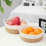 5 Pieces Storage Basket Sets Cotton Rope Woven Baskets for Organizing Small Round Basket Baby Nursery Bins | Fruit Baskets - Image 8
