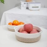 5 Pieces Storage Basket Sets Cotton Rope Woven Baskets for Organizing Small Round Basket Baby Nursery Bins | Fruit Baskets - Image 7