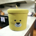 Cute Storage Baskets For Kids | Storage Solution For Kids Room | Yellow Storage Baskets with Lid| Animal Faces Storage - Image 4