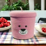 Cute Storage Baskets For Kids | Storage Solution For Kids Room | Yellow Storage Baskets with Lid| Animal Faces Storage - Image 5