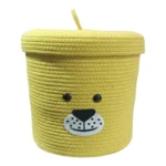 Cute Storage Baskets For Kids | Storage Solution For Kids Room | Yellow Storage Baskets with Lid| Animal Faces Storage - Image 7