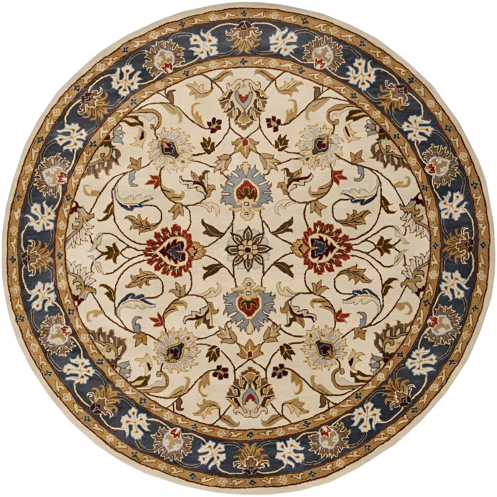 Photoroom-20240517_121345.webp Luxury Floral Round Rug For Living Room | Round Rugs | Handmade Round Rugs | Premium Rugs - Image 1