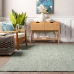 Jute Area Rug For Living Room| Green colour Rug | Eco Friendly Farmhouse Floor Rugs