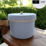 Stylish Grey Storage Containers- Jute Cotton 10x6 inches