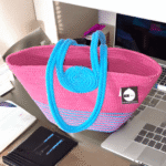 Discover the Modern Handmade Cotton Tote Bag in Pink and Blue - Image 3