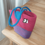 Discover the Modern Handmade Cotton Tote Bag in Pink and Blue - Image 2