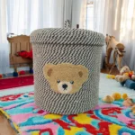 Storage Basket With Lid- Teddy Bear