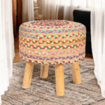 Introducing the Jute Chindi Stool: A Stylish Bohemian Touch