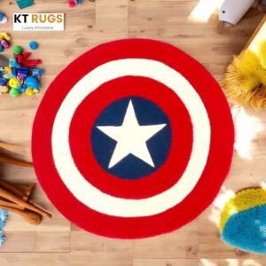 Captain America Shield Wool Rug – 80cm | Hand-Tufted Heroic Decor 1 WhatsApp Image 2025 05 30 at 6.30.44 PM 1