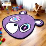 Purple Bear Kids Area Rug, Cartoon Design, Luxury Affordable Collection - Image 5