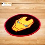 Iron Man Round Area Rug, Black and Red Superhero Design, Kids Room Decor - Image 5