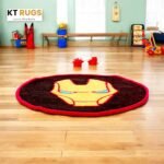 Iron Man Round Area Rug, Black and Red Superhero Design, Kids Room Decor - Image 4