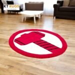 Modern Thor Rug, 80 cm, Red and White - Image 2