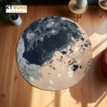 KT Rugs Luxury Affordable Round Rug – 90 cm (3 ft) – Premium Polypropylene Material – Abstract Splash Design in Blue, Beige & Grey – Modern Living Room, Bedroom & Office Decor - Image 3