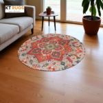 KT Rugs Luxury Affordable Round Decorative Rug – 90 cm (3 ft) | Premium Polypropylene (PP) | Vibrant Multicolor Pattern | Modern Living Room, Bedroom & Festive Home Décor