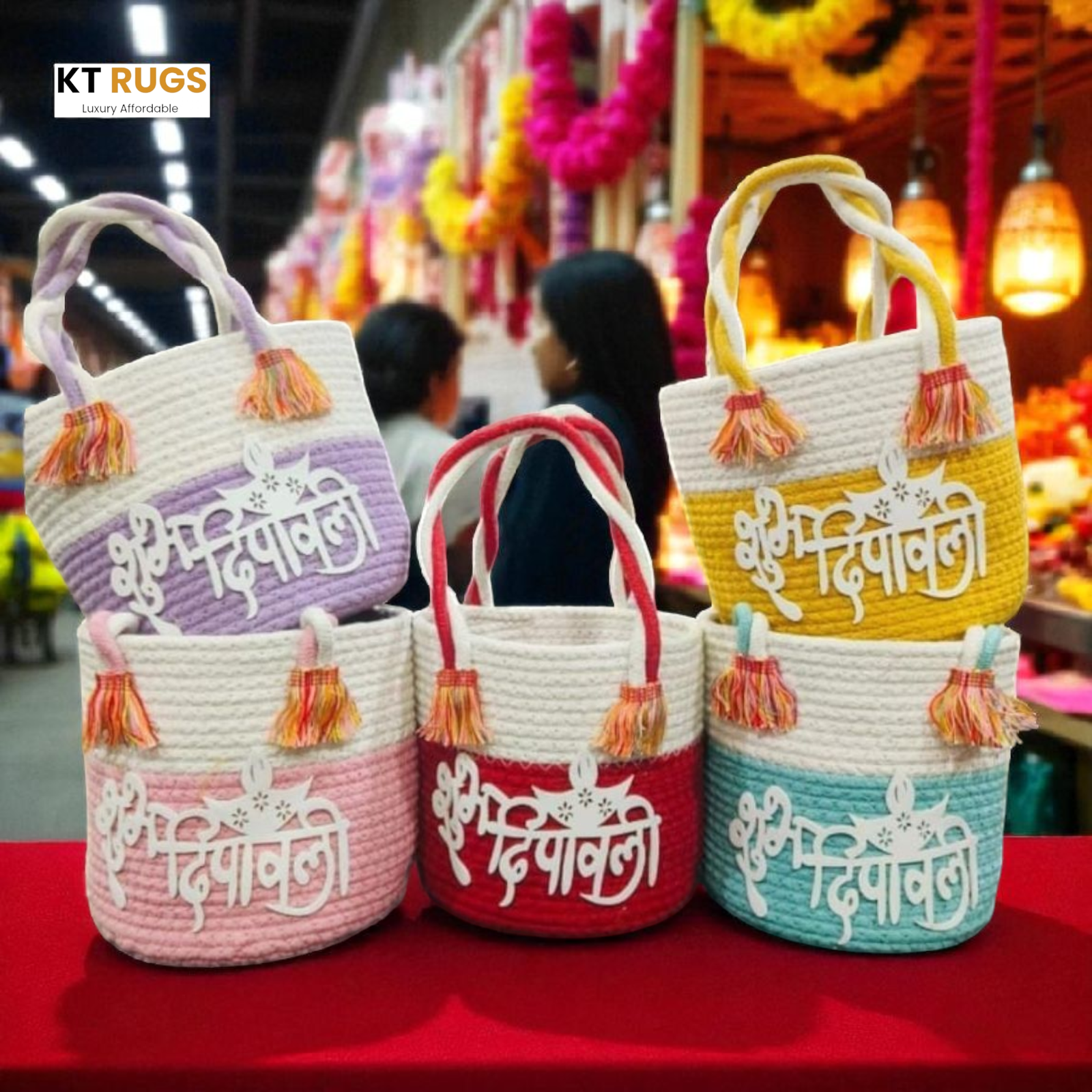 Screenshot_20250820-165919.WhatsApp Business (2) Handwoven Diwali Baskets | Jute Basket 8x8" - Set of 5 - Image 1